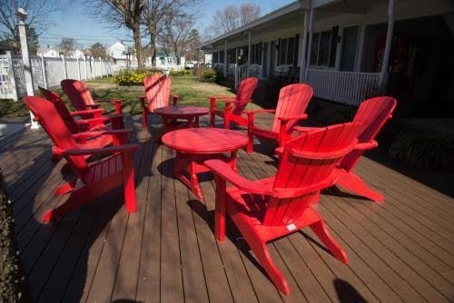Red chairs, morning sun